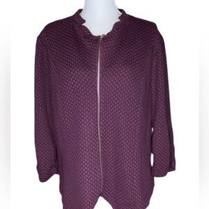 Torrid Wm Sz 3 Burgundy Textured Square Pattern Zip Front Ruched Blazer Jacket